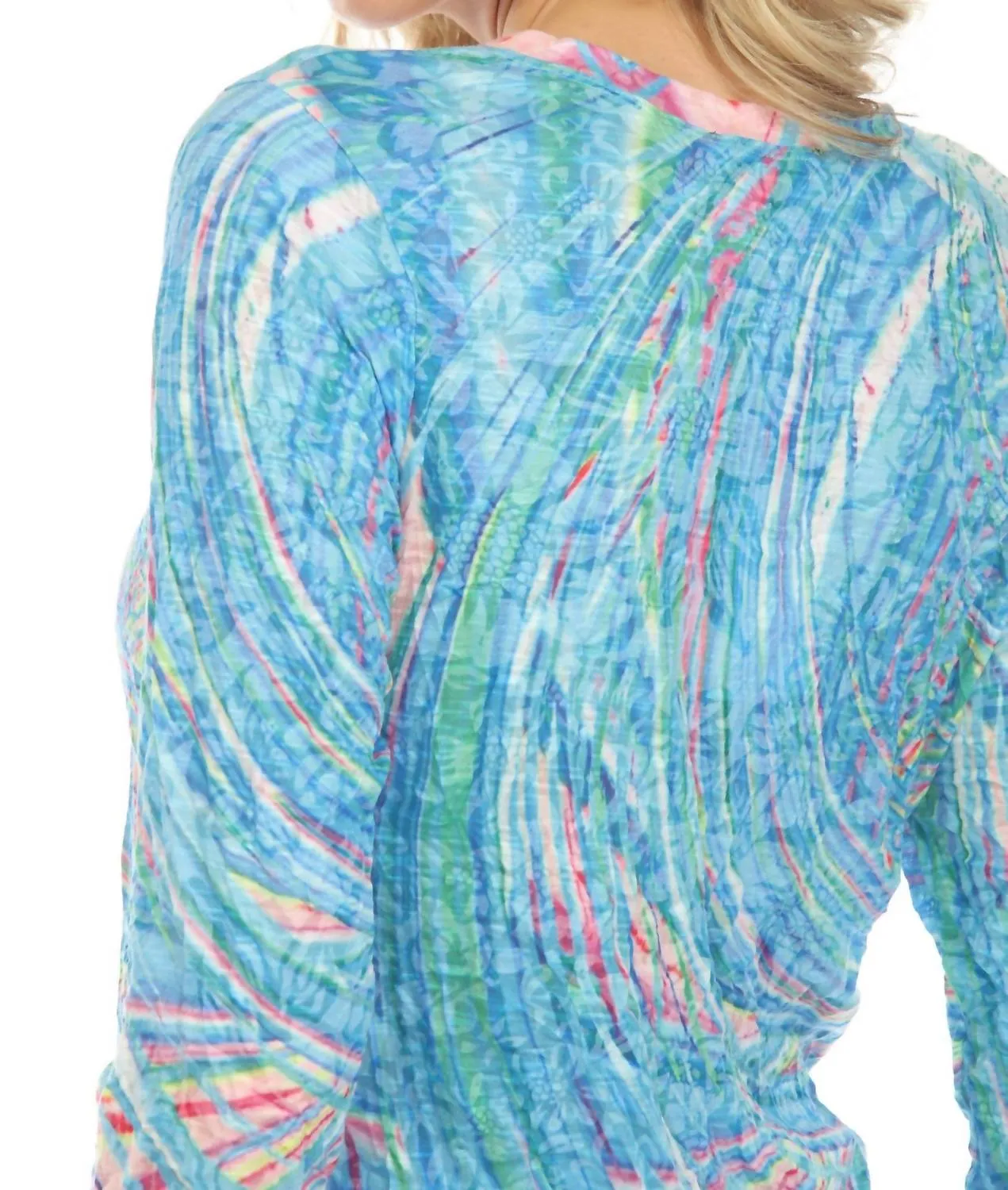 Aurora Swirl V-Neck Top In Blue