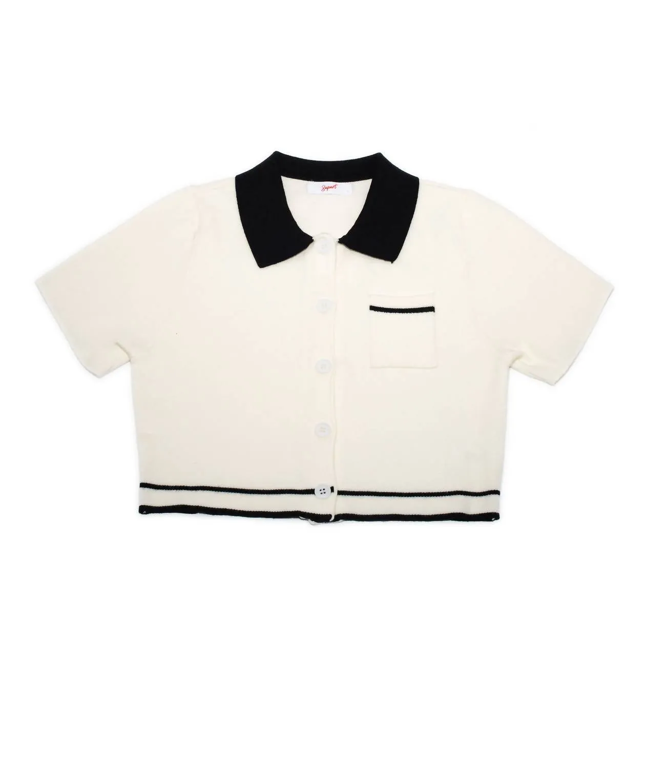 Cam Crop Collared Sweater In Ivory