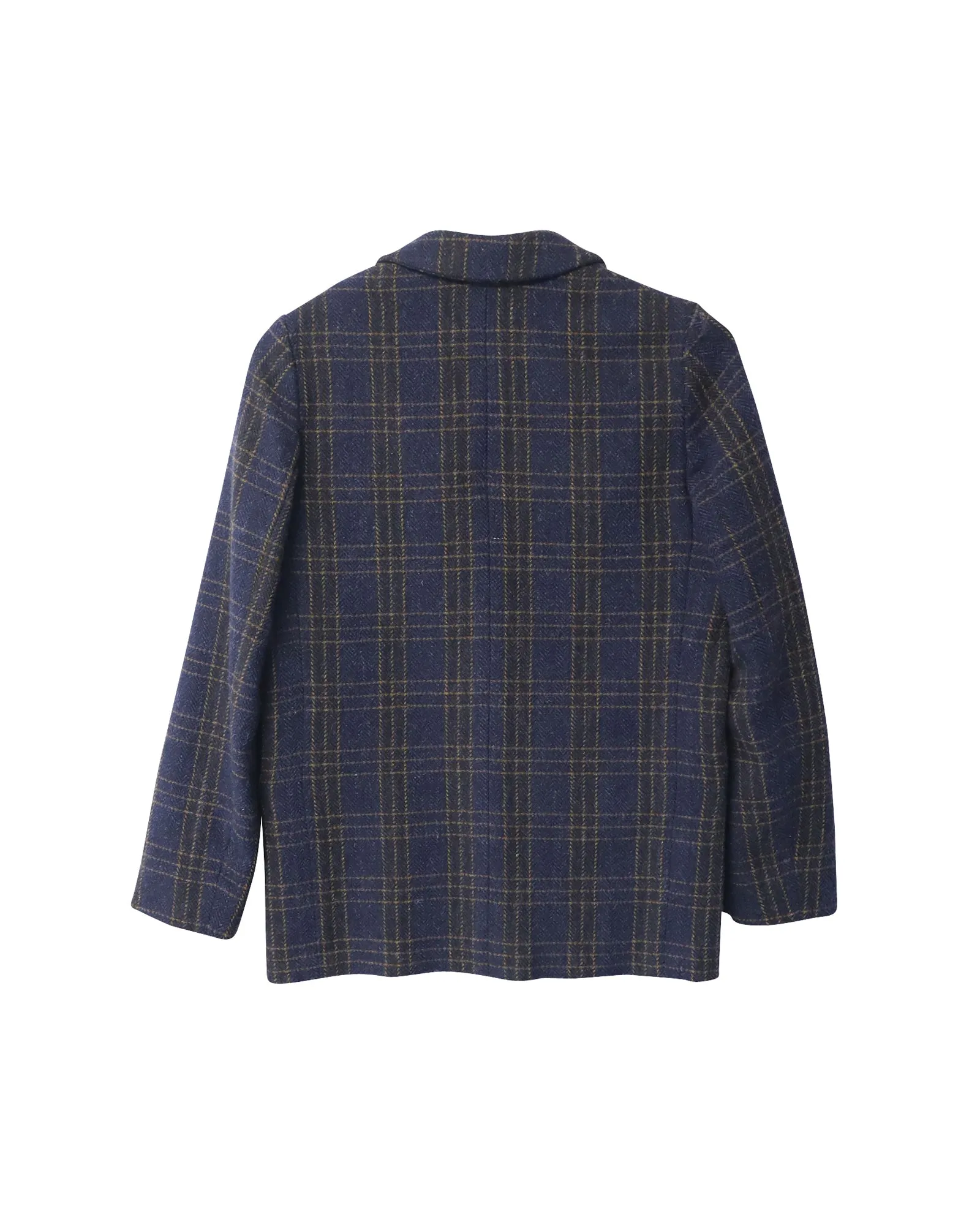 Isabel Marant Oversized Plaid Blazer in Navy Blue Wool