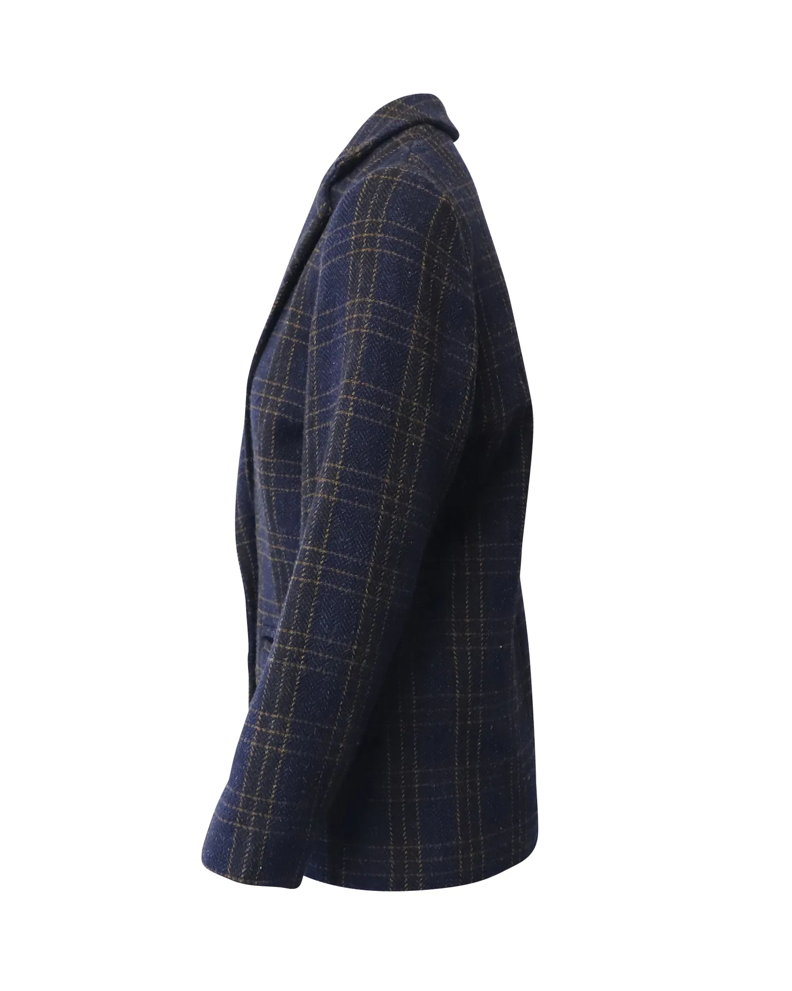 Isabel Marant Oversized Plaid Blazer in Navy Blue Wool