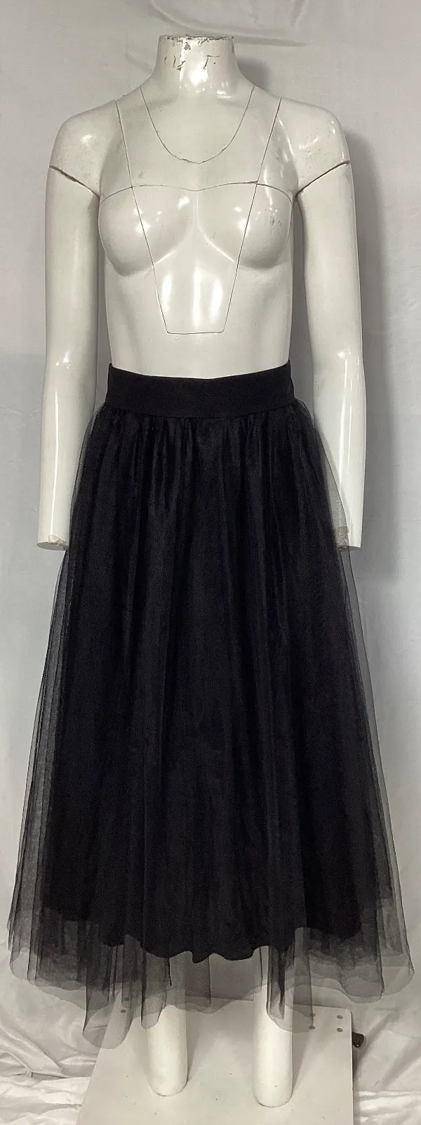 Zimmermann Tulle Midi Skirt in Black Polyamide